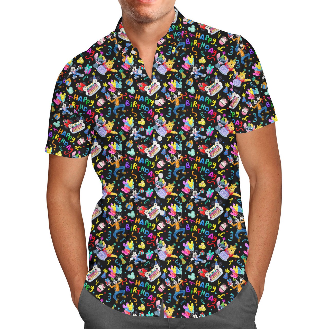 Disney Men's Mickey and Friends Button Down Shirt